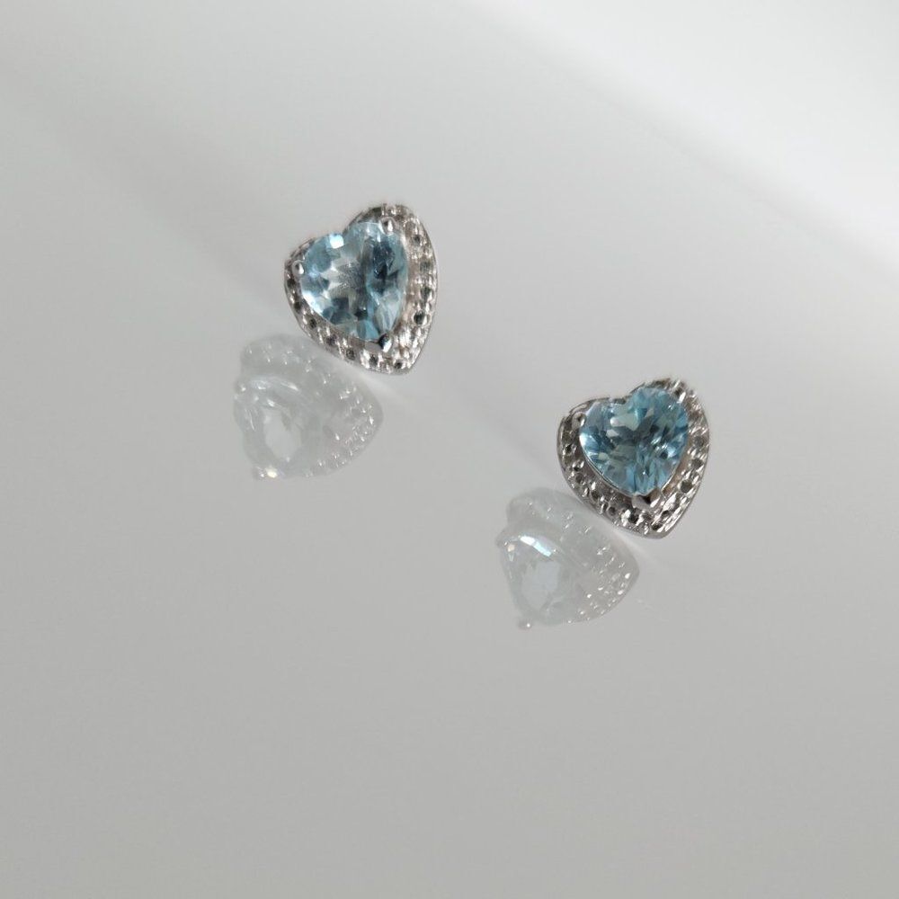 Blue Topaz Heart Earrings